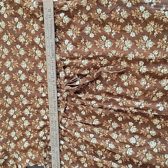April Cornel Floral Brown Cottagecore Dress With Lace Detail Size X Large - Picture 11 of 11